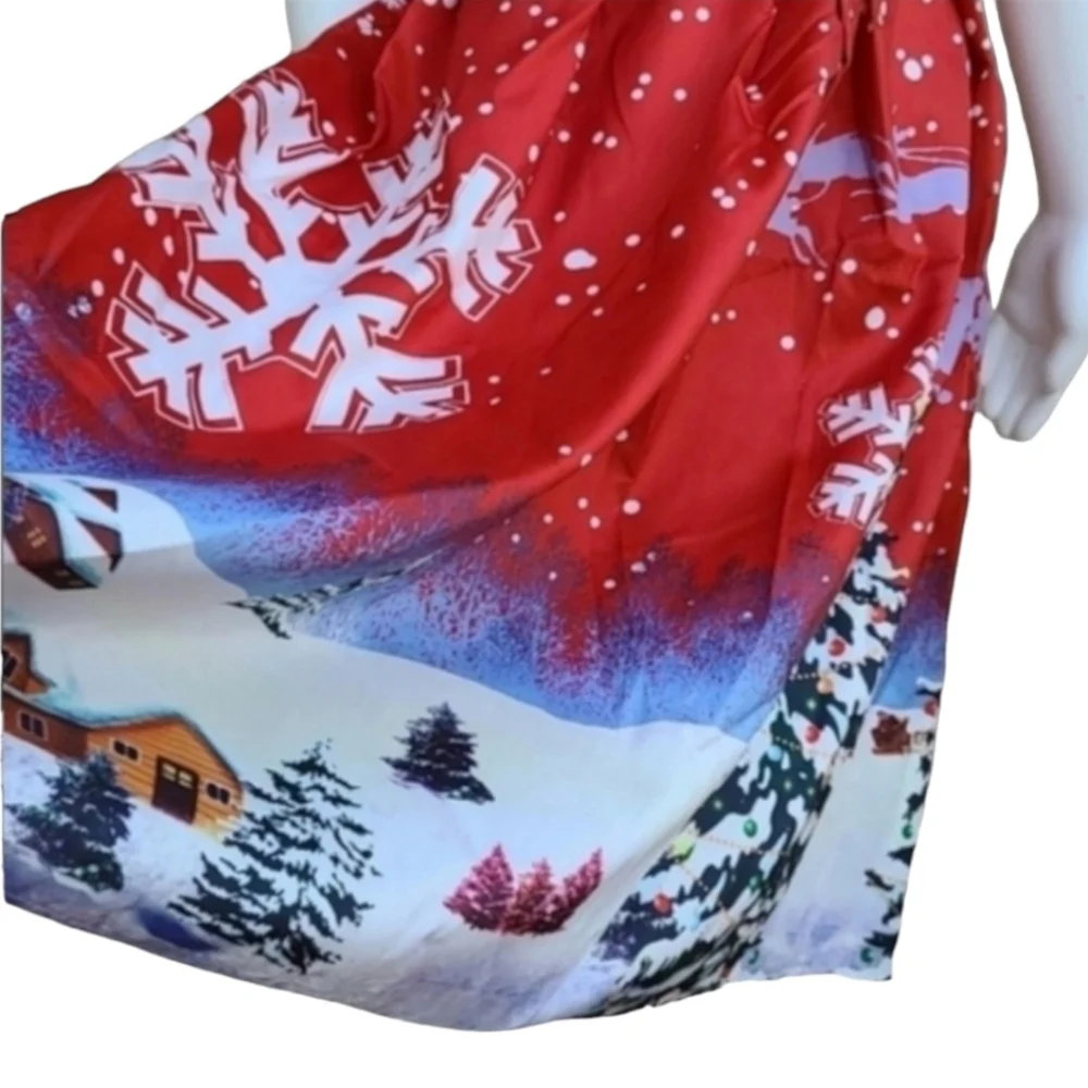 VINTAGE CHRISTMAS HOLIDAY Dress Small 4 6 Rockabilly Pin Up Off Shoulder Festive - Picture 8 of 14